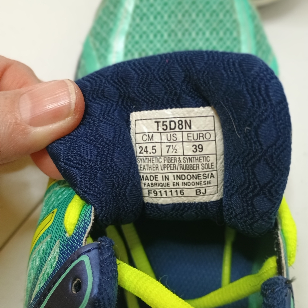 Asics Women's Teal Navy Neon Yellow Running Sneakers - Picture 6 of 12